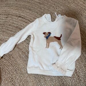 Janie and Jack Cream Knit Top with Subtle Dog Motif